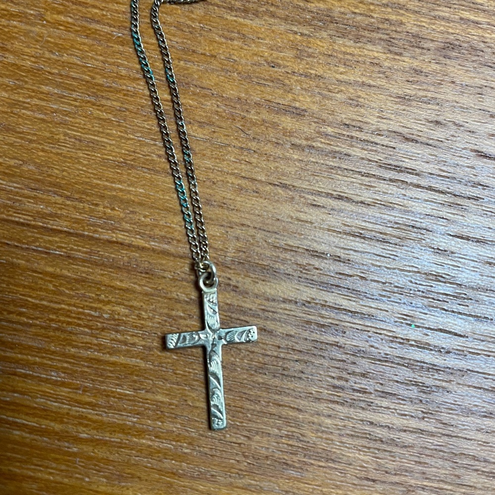Antique 12 K Gold Cross Necklace
